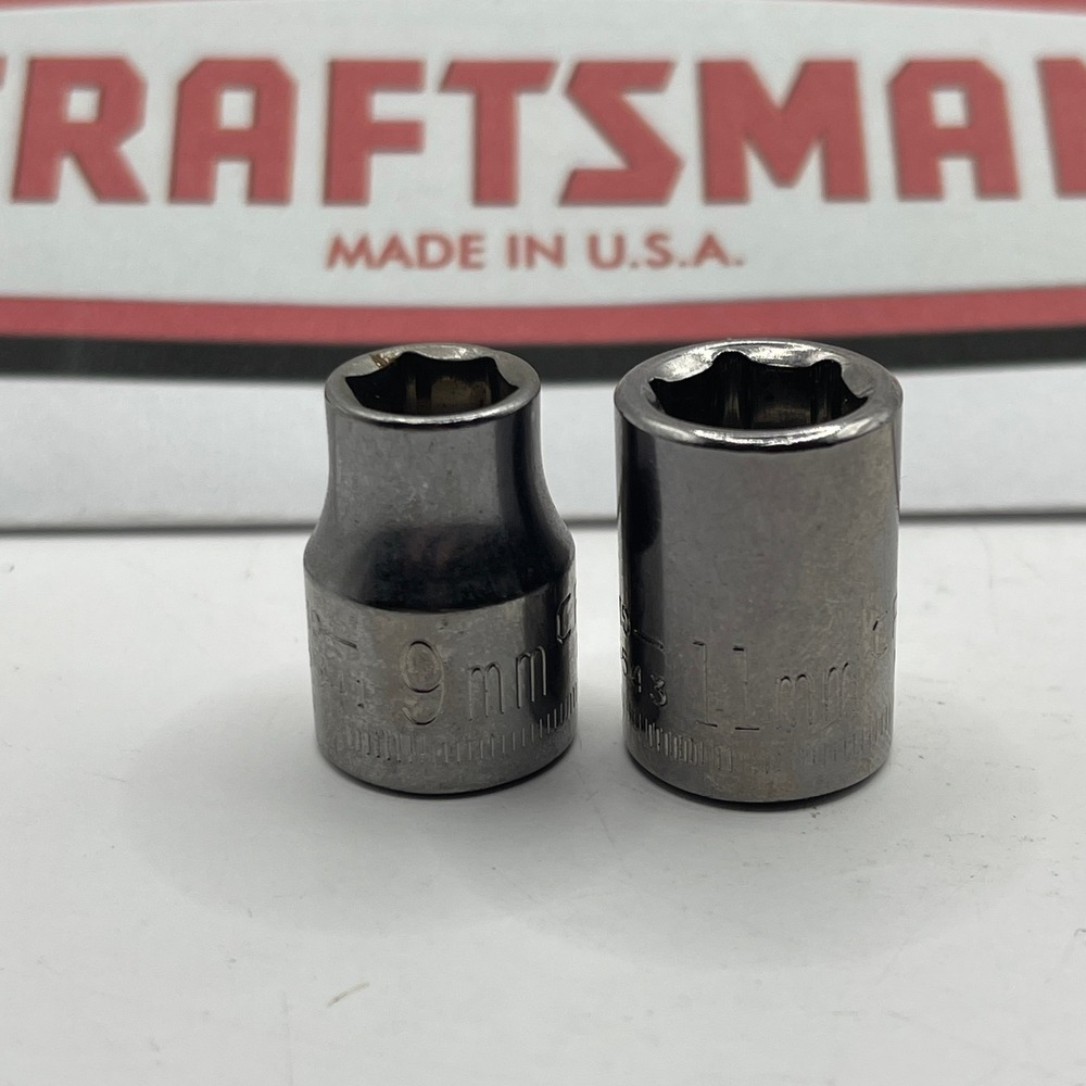 Craftsman 9mm 43541 and 11mm 43543 Metric 6-Point 3/8 Drive Sockets Made in USA‎